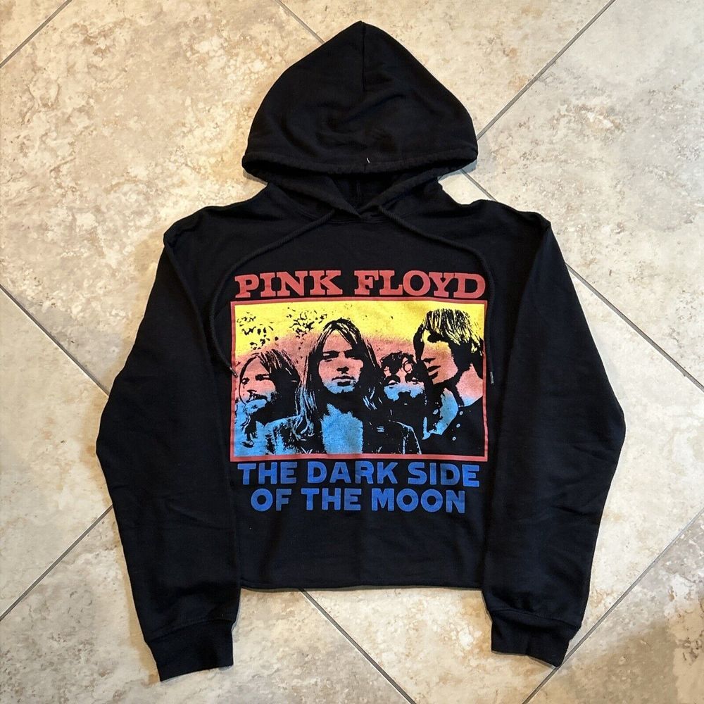 Pink Floyd Crop Top Hoodie Black Dark Side of the Moon Size XSmall Womens